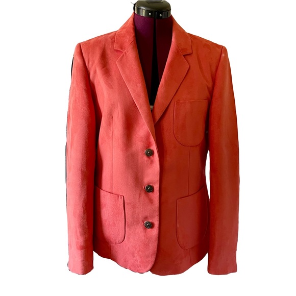 Pierre Cardin Coral Orange Suede Blazer - Picture 1 of 8